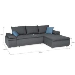 CELINA Canapé d'angle réversible convertible 3 places + Coffre de ra