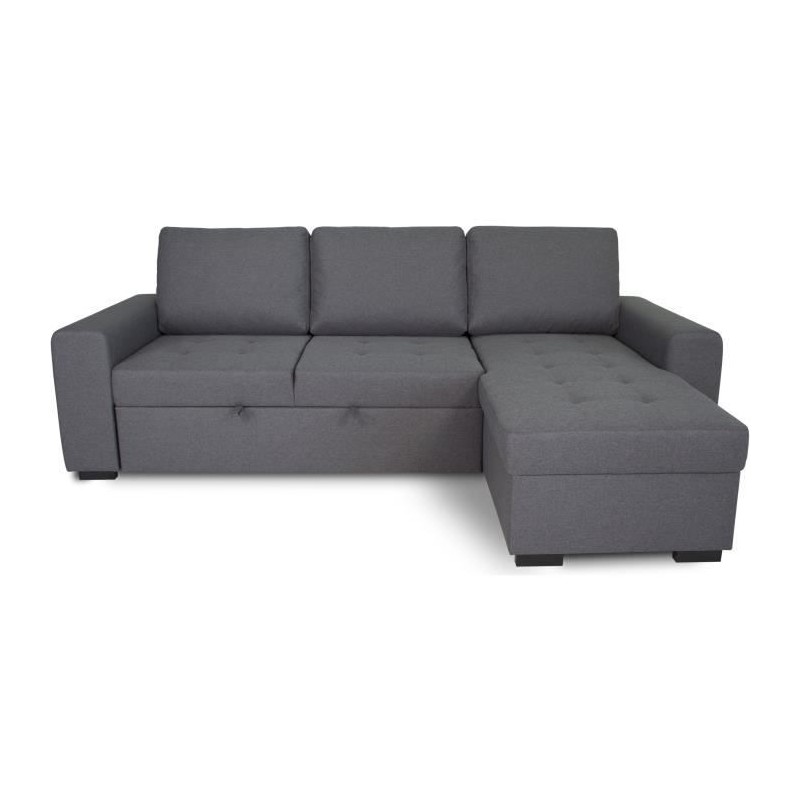 Canapé d'angle convertible réversible CATHY 3 places - Tissu Gris - Canapé d'angle convertible réversible CATHY 3 places - Tissu Gris -