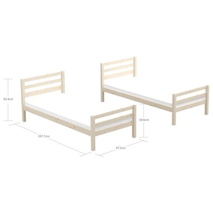 Lits superposés séparables enfant - 2x90x200 cm - Pin massif naturel - Sommiers inclus - ANDO Lits superposés séparables enfant - 2x90x200 cm - Pin massif naturel - Sommiers inclus - ANDO