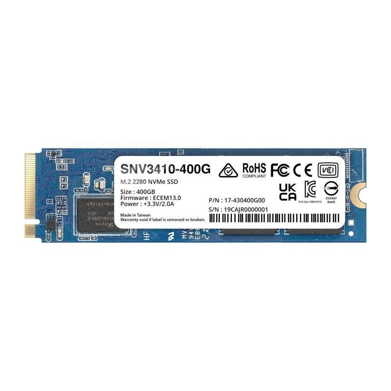 SYNOLOGY - SNV3410-400G - Disque dur SSD - 400 Go - NVMe M.2 - NAS int SYNOLOGY - SNV3410-400G - Disque dur SSD - 400 Go - NVMe M.2 - NAS int