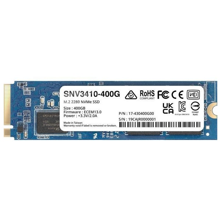 SYNOLOGY - SNV3410-400G - Disque dur SSD - 400 Go - NVMe M.2 - NAS internes SYNOLOGY - SNV3410-400G - Disque dur SSD - 400 Go - NVMe M.2 - NAS internes