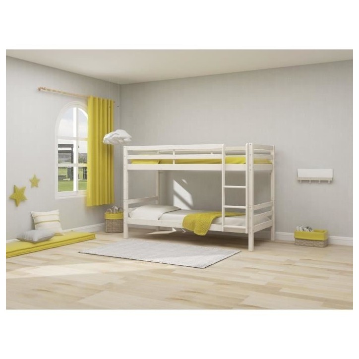 Lits superposés séparables enfant - 2x90x200 cm - Pin massif blanc - Sommiers inclus - ANDO Lits superposés séparables enfant - 2x90x200 cm - Pin massif blanc - Sommiers inclus - ANDO