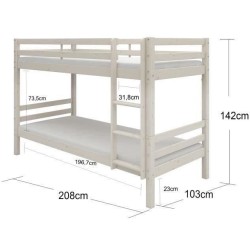 Lits superposés séparables enfant - 2x90x200 cm - Pin massif blanc -