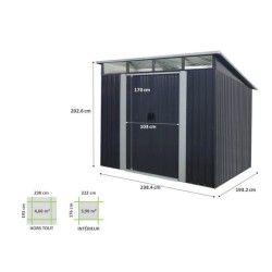 Abri de jardin en métal 4,61 m² - 238 x 193 x 202 cm - SOLER - Kit d