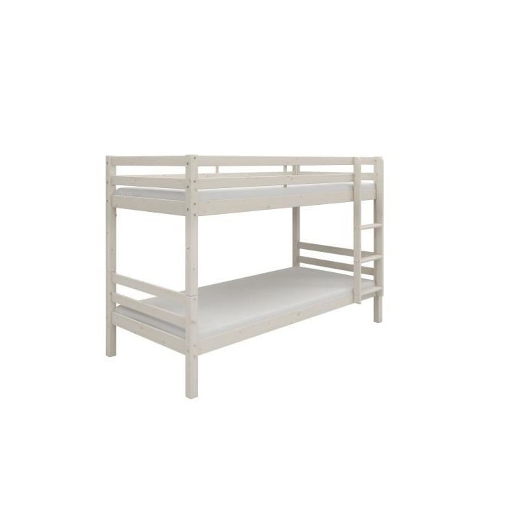 Lits superposés séparables enfant - 2x90x200 cm - Pin massif blanc - Sommiers inclus - ANDO Lits superposés séparables enfant - 2x90x200 cm - Pin massif blanc - Sommiers inclus - ANDO