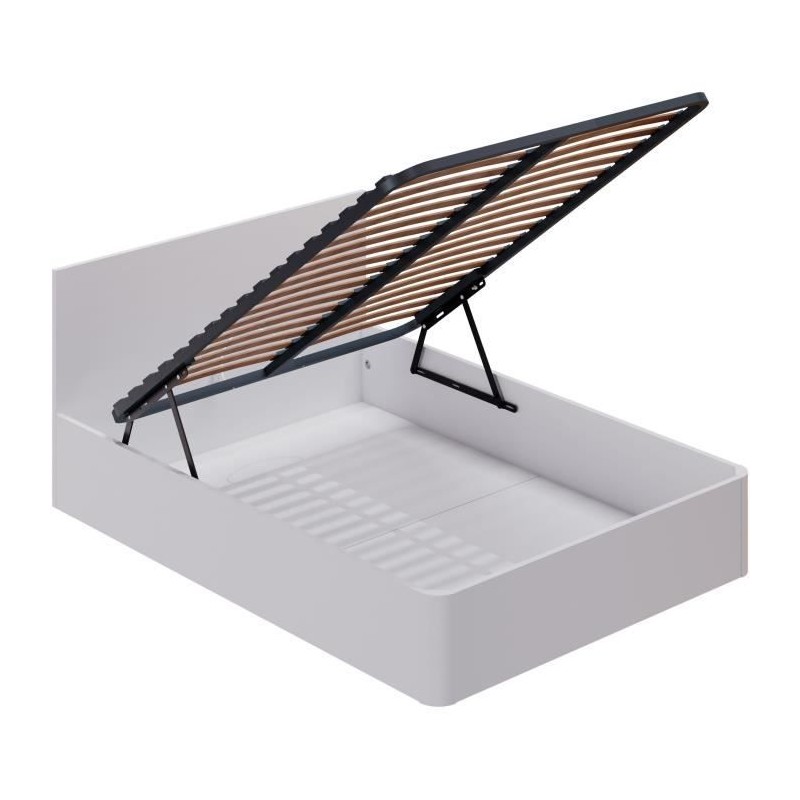 Izan Lit coffre adulte - 160x200 cm - Mélaminé Blanc - Sommier inclu Izan Lit coffre adulte - 160x200 cm - Mélaminé Blanc - Sommier inclu