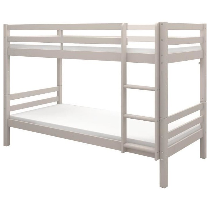 Lits superposés séparables enfant - 2x90x200 cm - Pin massif gris clair - Sommier inclus - ANDO Lits superposés séparables enfant - 2x90x200 cm - Pin massif gris clair - Sommier inclus - ANDO