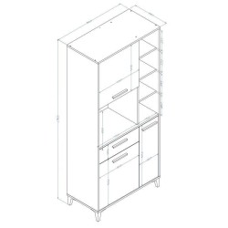 ECO Buffet de cuisine L 80 cm - Décor chene