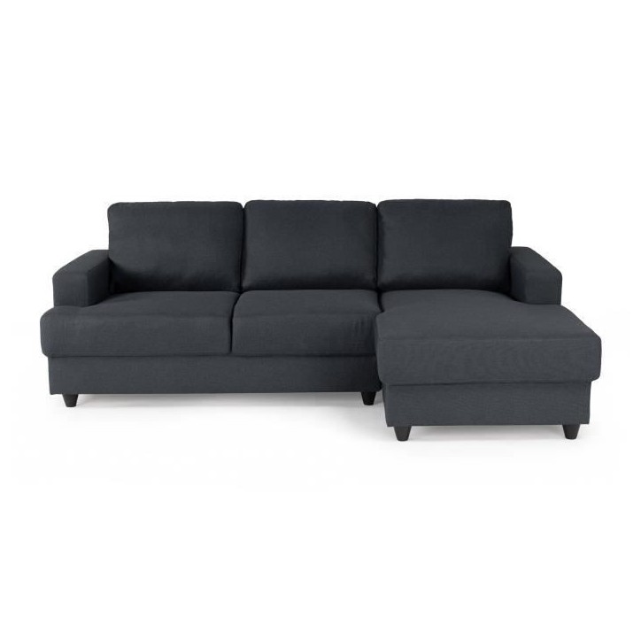 Canapé d'angle droit 4 places Paul - Tissu gris anthracite - L 215 x p 140 cm