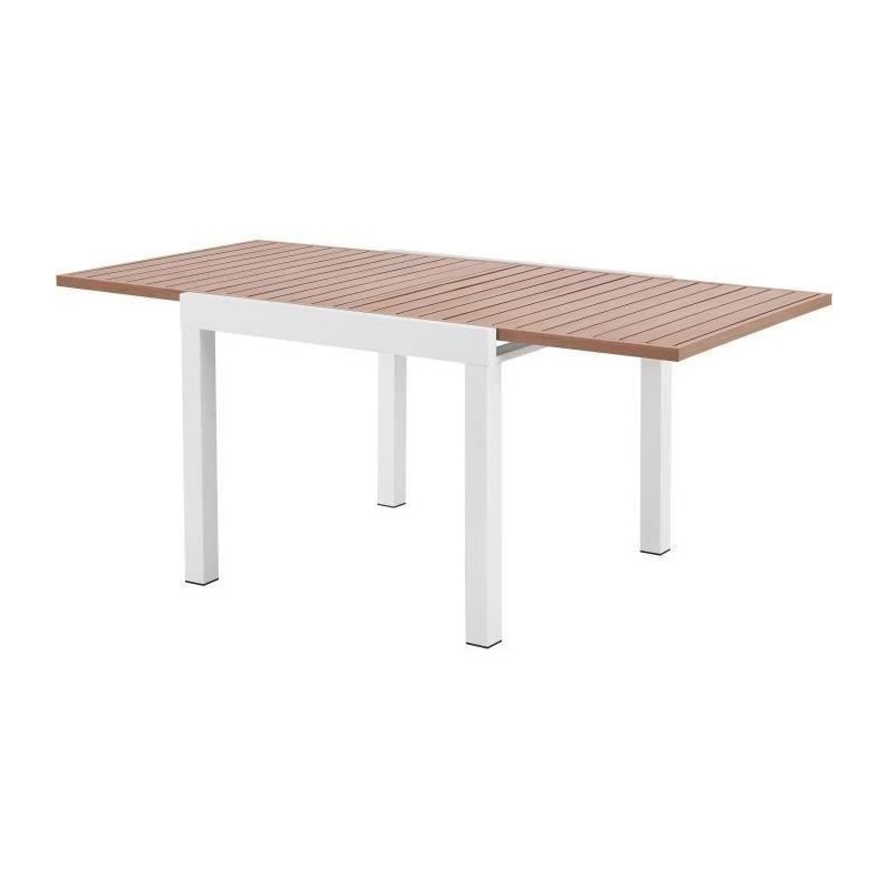 Table de jardin extensible - Rectangulaire - Aspect bois - Aluminium -