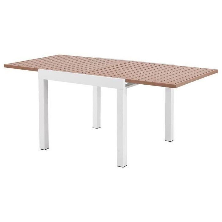 Table de jardin extensible - Rectangulaire - Aspect bois - Aluminium - 8 personnes - CALVI Table de jardin extensible - Rectangulaire - Aspect bois - Aluminium - 8 personnes - CALVI