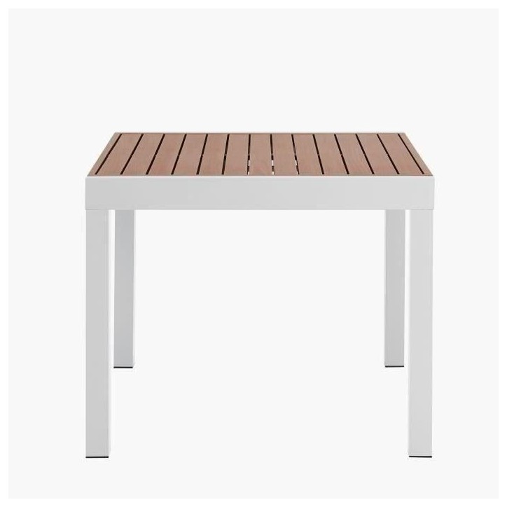 Table de jardin extensible - Rectangulaire - Aspect bois - Aluminium - 8 personnes - CALVI Table de jardin extensible - Rectangulaire - Aspect bois - Aluminium - 8 personnes - CALVI