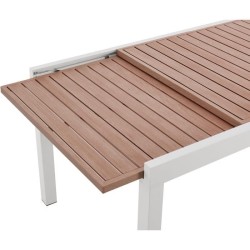 Table de jardin extensible - Rectangulaire - Aspect bois - Aluminium -