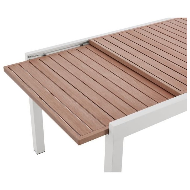 Table de jardin extensible - Rectangulaire - Aspect bois - Aluminium - 8 personnes - CALVI Table de jardin extensible - Rectangulaire - Aspect bois - Aluminium - 8 personnes - CALVI