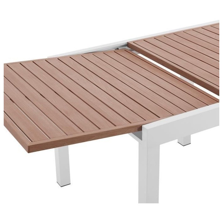 Table de jardin extensible - Rectangulaire - Aspect bois - Aluminium - 8 personnes - CALVI Table de jardin extensible - Rectangulaire - Aspect bois - Aluminium - 8 personnes - CALVI
