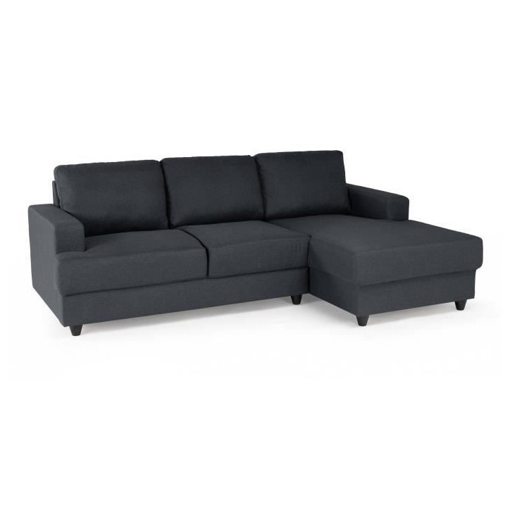 Canapé d'angle droit 4 places Paul - Tissu gris anthracite - L 215 x p 140 cm