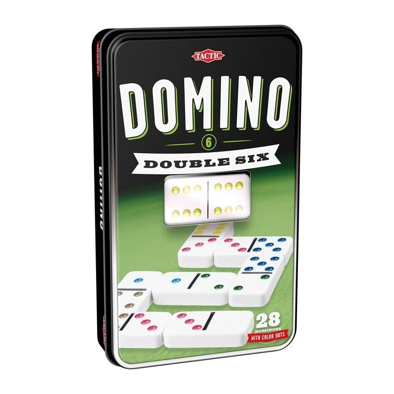 Jeu de dominos TACTIC Double 6 en boîte métal - Garçon et Fille - A Jeu de dominos TACTIC Double 6 en boîte métal - Garçon et Fille - A
