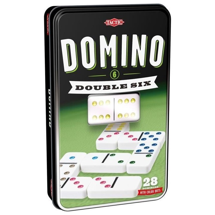 Jeu de dominos TACTIC Double 6 en boîte métal - Garçon et Fille - A partir de 5 ans Jeu de dominos TACTIC Double 6 en boîte métal - Garçon et Fille - A partir de 5 ans