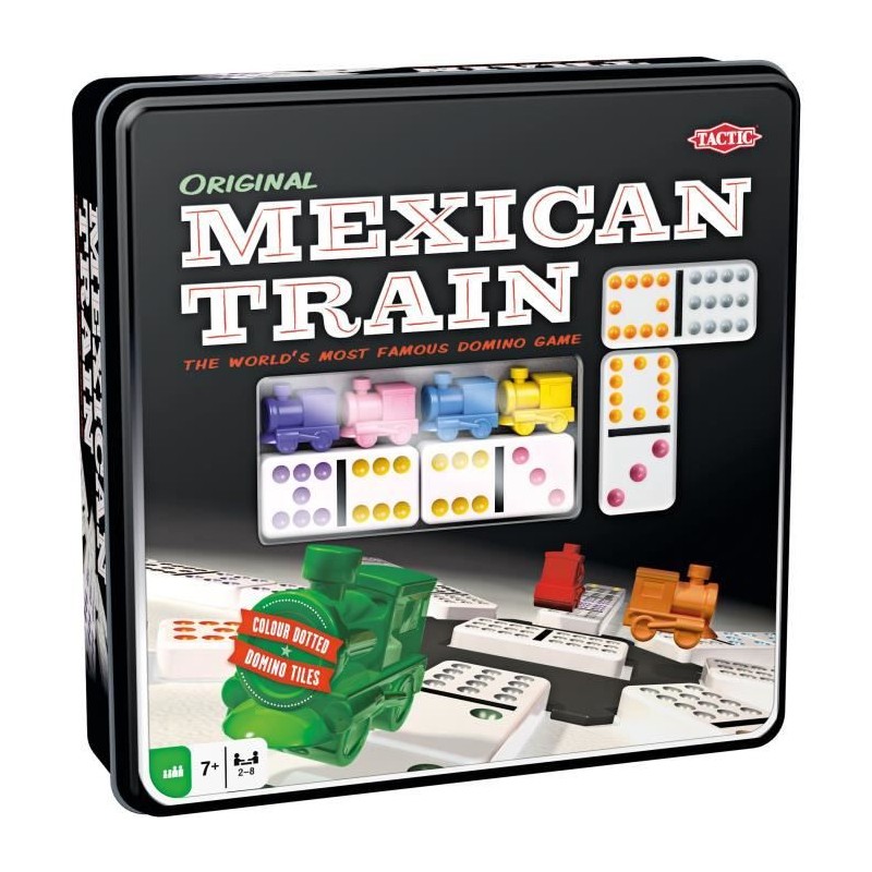 Jeu de dominos Mexican Train TACTIC - Boîte métal - Multicolore - 30