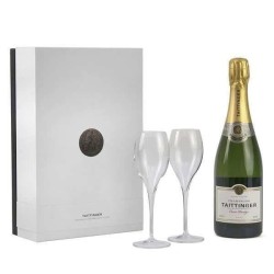 Coffret Cadeau Champagne Taittinger Brut Prestige - Coffret 75cl + 2 f