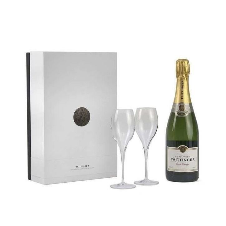 Coffret Cadeau Champagne Taittinger Brut Prestige - Coffret 75cl + 2 flutes
