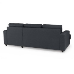 Canapé d'angle droit 4 places Paul - Tissu gris anthracite - L 215 x