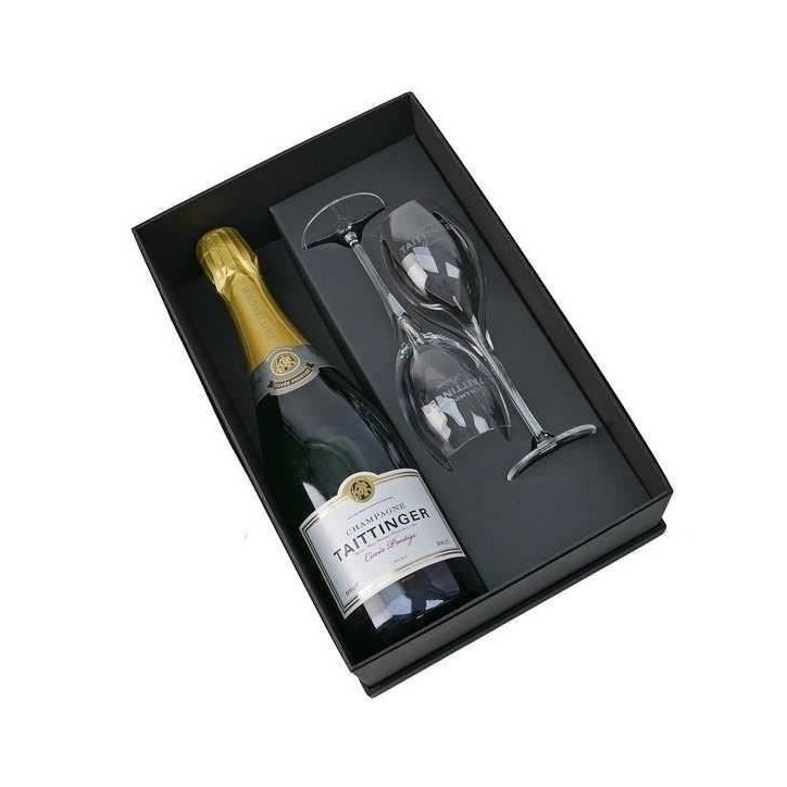 Coffret Cadeau Champagne Taittinger Brut Prestige - Coffret 75cl + 2 flutes