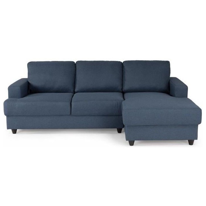 Canapé d'angle droit 4 places - Tissu bleu - Contemporain - L 215 x P 140 H 86 cm - PAUL Canapé d'angle droit 4 places - Tissu bleu - Contemporain - L 215 x P 140 H 86 cm - PAUL