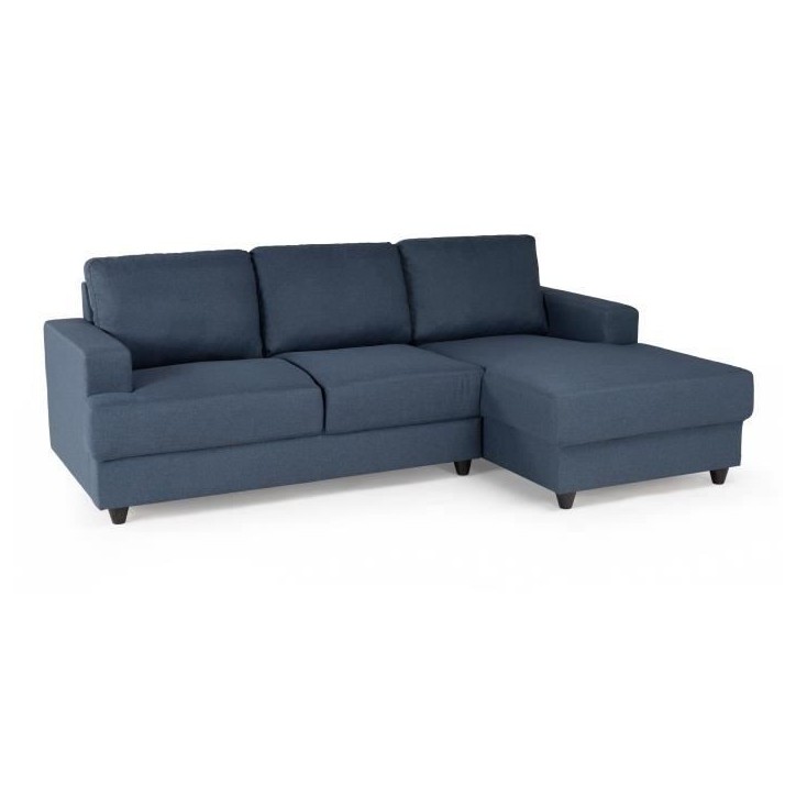 Canapé d'angle droit 4 places - Tissu bleu - Contemporain - L 215 x P 140 H 86 cm - PAUL Canapé d'angle droit 4 places - Tissu bleu - Contemporain - L 215 x P 140 H 86 cm - PAUL