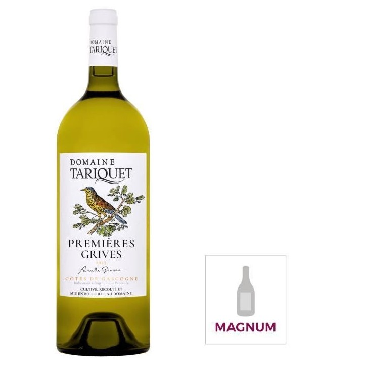 Magnum Domaine Tariquet Premieres Grives 2023 Côtes de Gascogne - Vin blanc du Sud Ouest - 1,5L