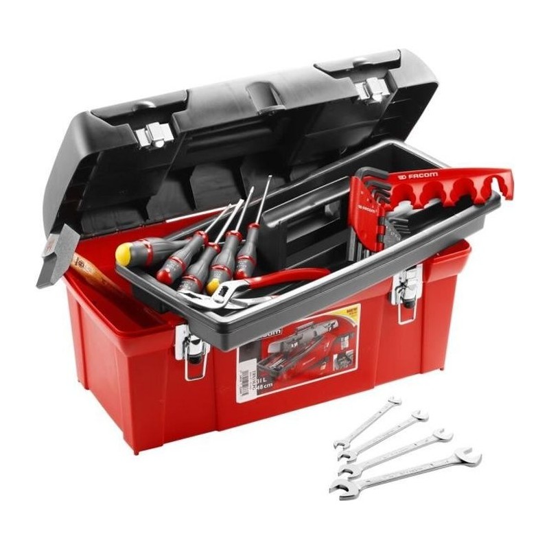 Caisse a outils FACOM + 20 outils - 5 Tournevis Protwist + 9 Clés mâ Caisse a outils FACOM + 20 outils - 5 Tournevis Protwist + 9 Clés mâ