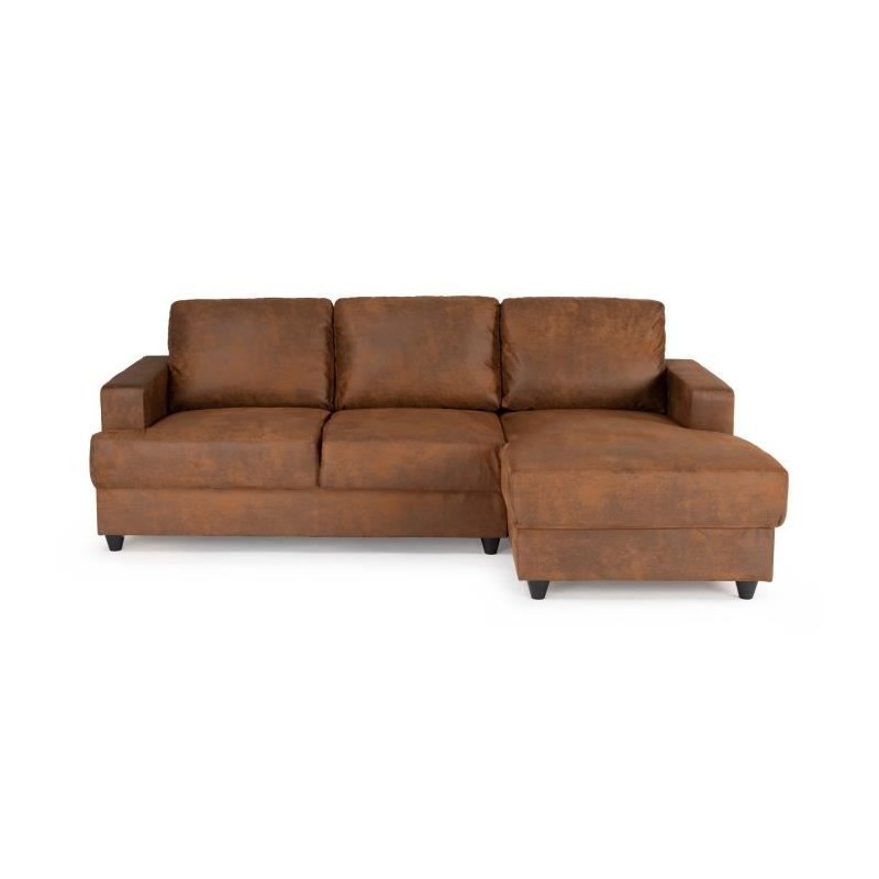 Canapé d'angle droit 4 places - Tissu marron vintage - Contemporain - Canapé d'angle droit 4 places - Tissu marron vintage - Contemporain -