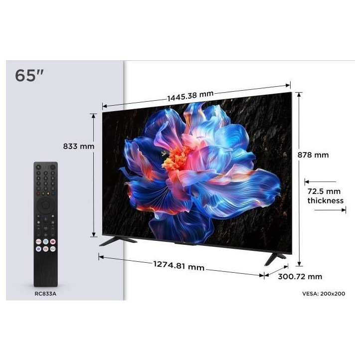 TCL 65P6K - TV LED 55 (165 cm) - 4K UHD 3840x2160 - HDR10+ - Google TV - 3xHDMI 2.1 - WiFi TCL 65P6K - TV LED 55 (165 cm) - 4K UHD 3840x2160 - HDR10+ - Google TV - 3xHDMI 2.1 - WiFi