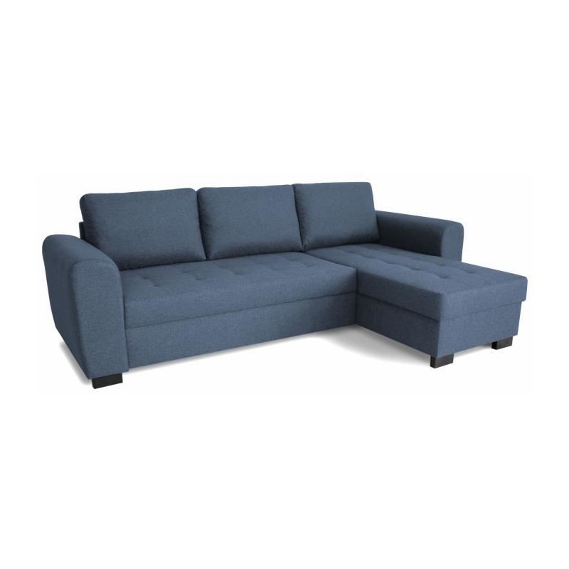 Canapé d'angle fixe réversible 4 places - Tissu Bleu - L245 x P150 x Canapé d'angle fixe réversible 4 places - Tissu Bleu - L245 x P150 x