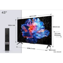 TCL 43P6K - TV LED 43 (109 cm) - 4K UHD 3840x2160 - HDR10+ - Google TV
