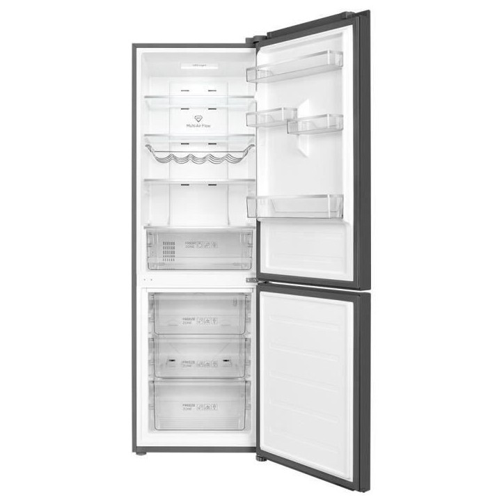 Réfrigérateur combiné - TCL - RP318BSC0 - 2 portes - Classe C - 318 L - 59,5 x 65 x 185 cm - Gris Quartz