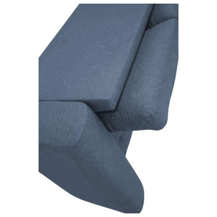 Canapé d'angle fixe réversible 4 places - Tissu Bleu - L245 x P150 x H86 cm - HAMILTON - Fabriqué en Ukraine