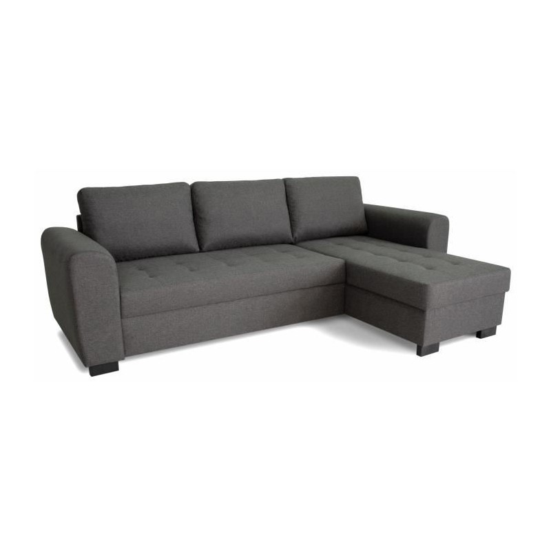 Canapé d'angle fixe réversible 4 places - Tissu Anthracite - L245 x Canapé d'angle fixe réversible 4 places - Tissu Anthracite - L245 x
