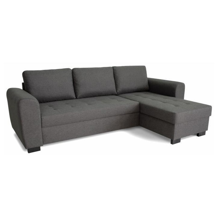 Canapé d'angle fixe réversible 4 places - Tissu Anthracite - L245 x P150 x H86 cm - HAMILTON - Fabriqué en Ukraine