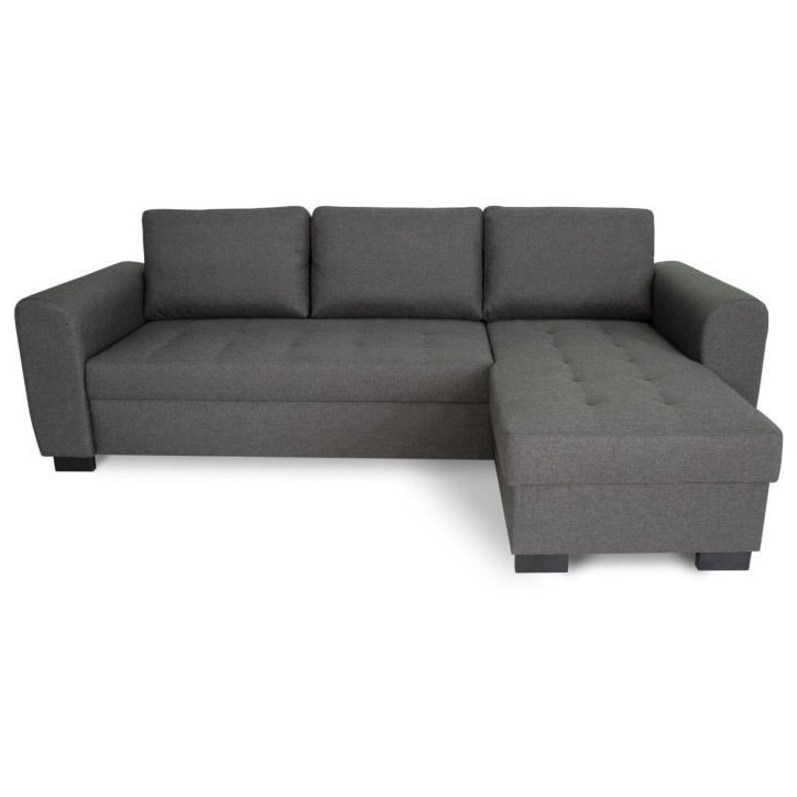 Canapé d'angle fixe réversible 4 places - Tissu Anthracite - L245 x P150 x H86 cm - HAMILTON - Fabriqué en Ukraine