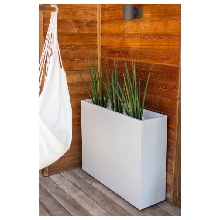 EDA Bac a fleurs Muret Loft GRAPHIT - 46 L - 78,5 x 29,5 x 60 cm - Blanc cérusé EDA Bac a fleurs Muret Loft GRAPHIT - 46 L - 78,5 x 29,5 x 60 cm - Blanc cérusé