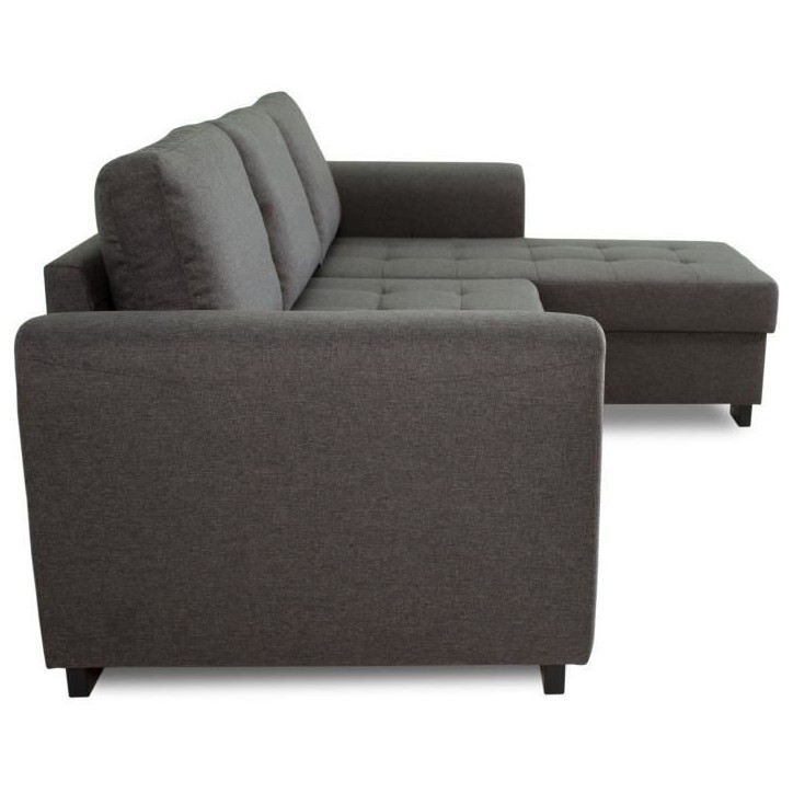 Canapé d'angle fixe réversible 4 places - Tissu Anthracite - L245 x P150 x H86 cm - HAMILTON - Fabriqué en Ukraine