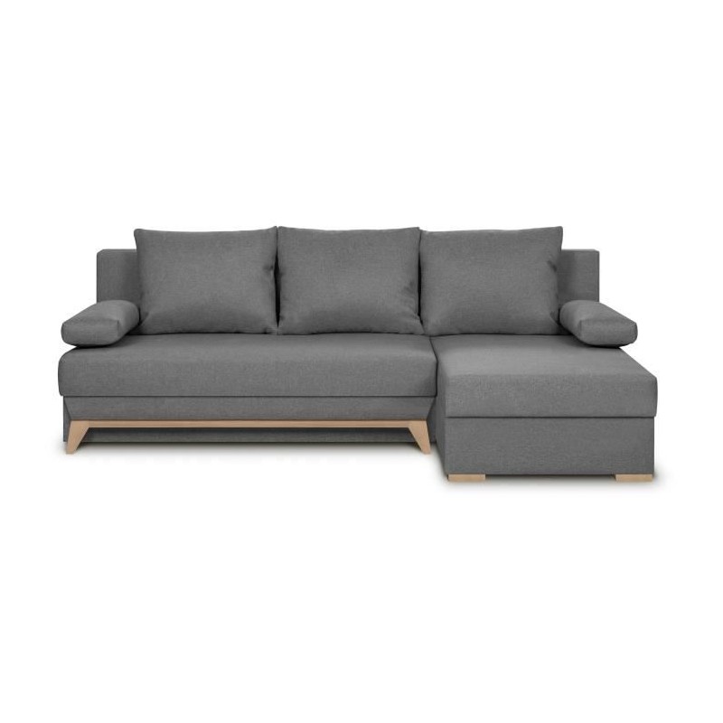 Canapé d'angle convertible - Tissu Gris - L 197 x P 91/132 x H 82 cm Canapé d'angle convertible - Tissu Gris - L 197 x P 91/132 x H 82 cm