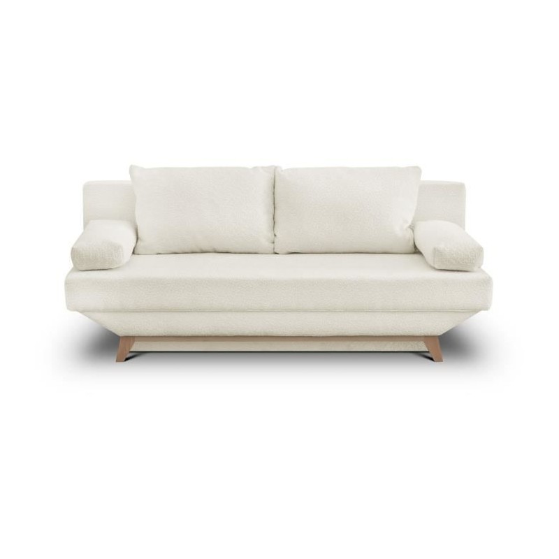 Banquette convertible 3 places TEIJO - Tissu bouclette beige - Coffre Banquette convertible 3 places TEIJO - Tissu bouclette beige - Coffre
