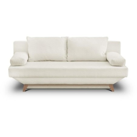 Banquette convertible 3 places TEIJO - Tissu bouclette beige - Coffre