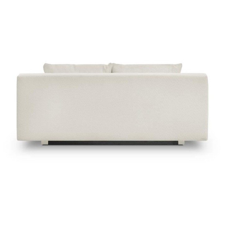 Banquette convertible 3 places TEIJO - Tissu bouclette beige - Coffre de rangement - L187 x P91x H82 cm