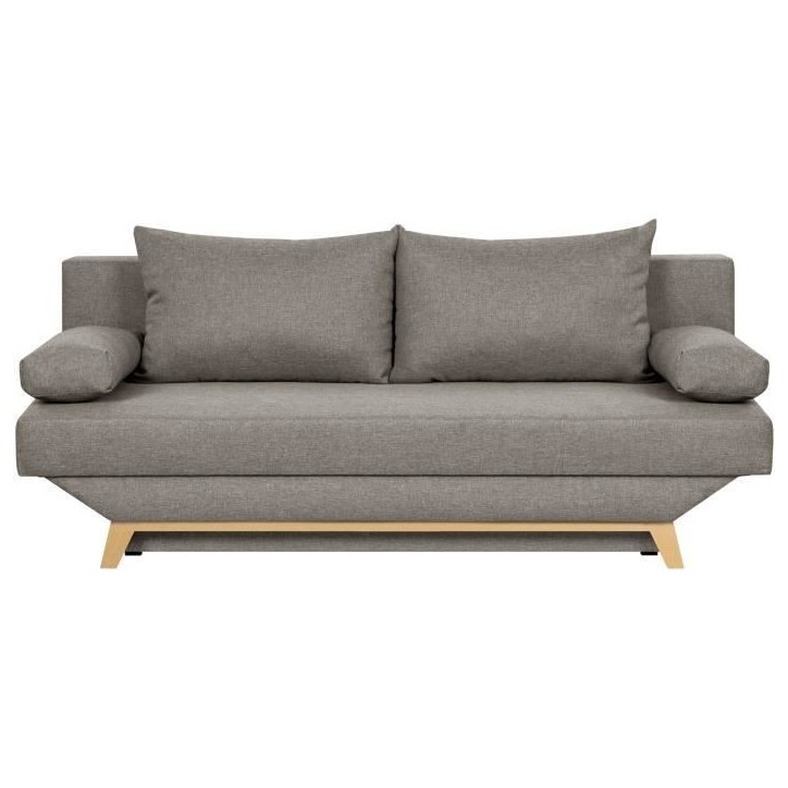 TEIJO Banquette convertible 3 places avec coffre de rangement - Tissu Taupe - L187 x P 91 x H 82 cm
