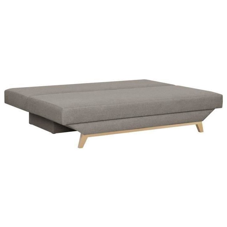 TEIJO Banquette convertible 3 places avec coffre de rangement - Tissu Taupe - L187 x P 91 x H 82 cm