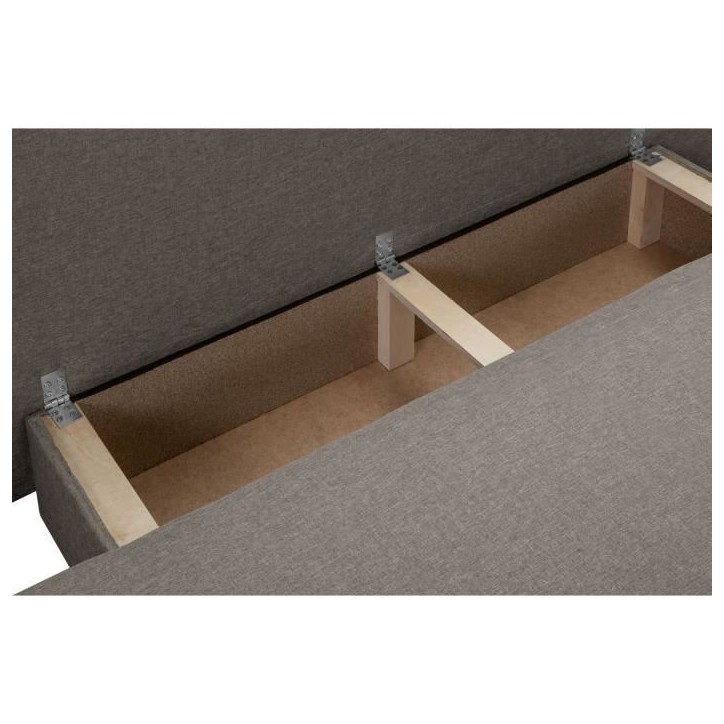 TEIJO Banquette convertible 3 places avec coffre de rangement - Tissu Taupe - L187 x P 91 x H 82 cm