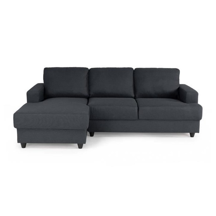 Canapé d'angle gauche 4 places Paul - Tissu gris anthracite - L 215 x P 140 cm - Fabriqué en Ukraine